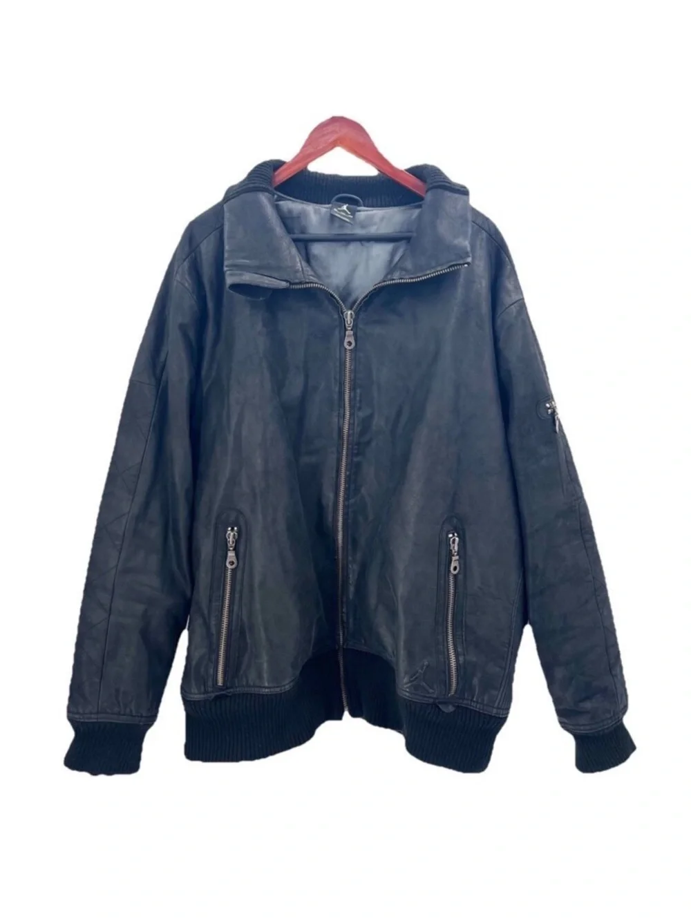 Vintage Rare Air Jordan Black Buffalo Leather Motorcycle Jacket Mens 3X